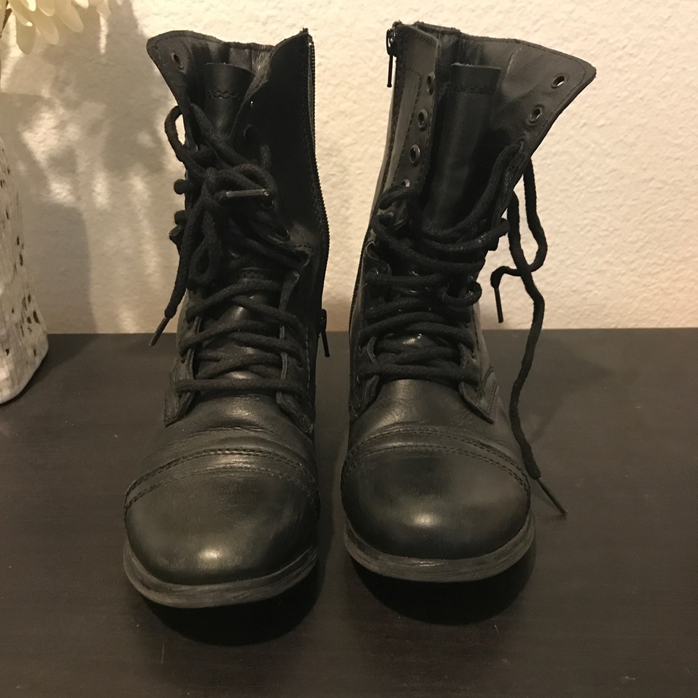 Steve Madden Black Combat Boots
